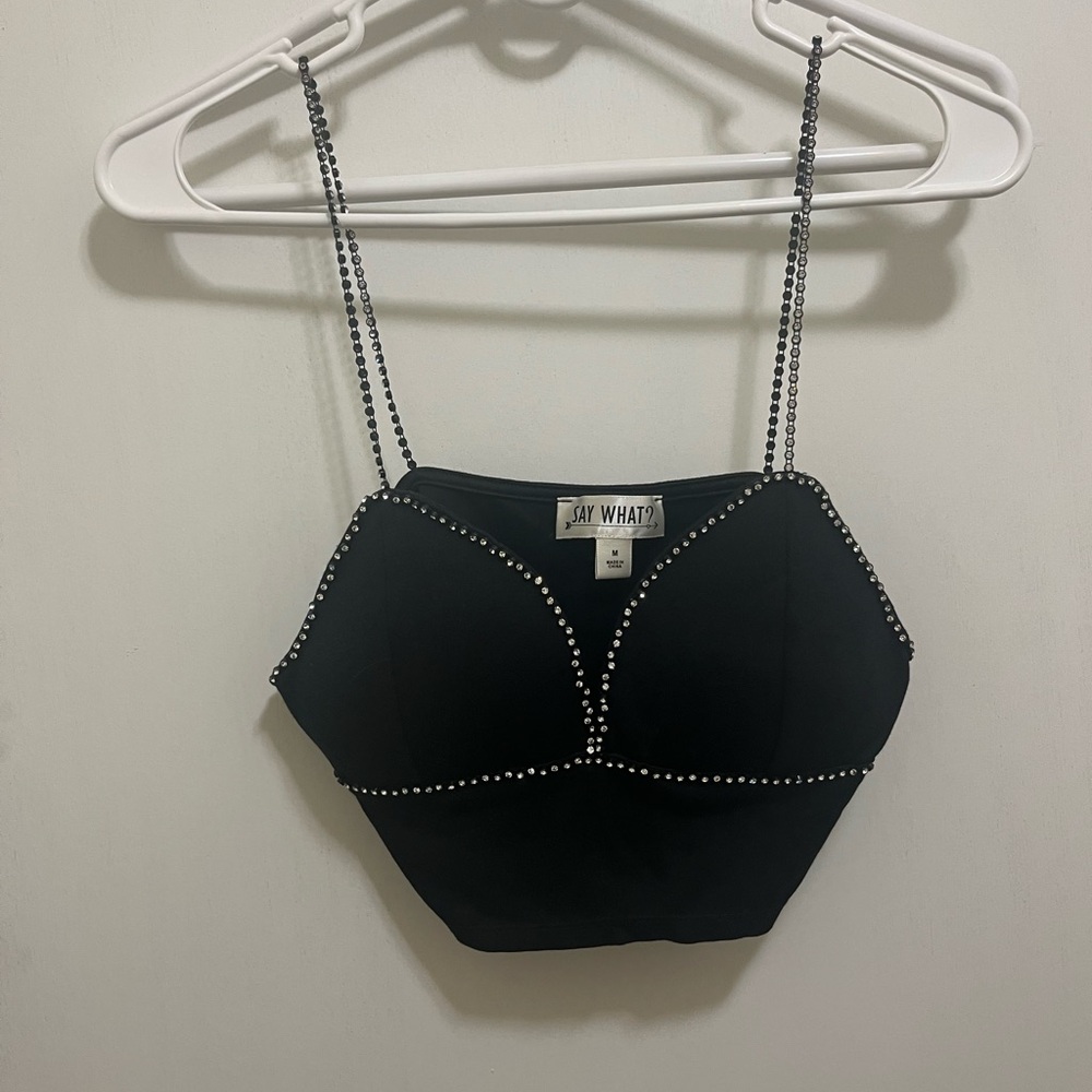 Say What? Black Embellished Camisole Bustier